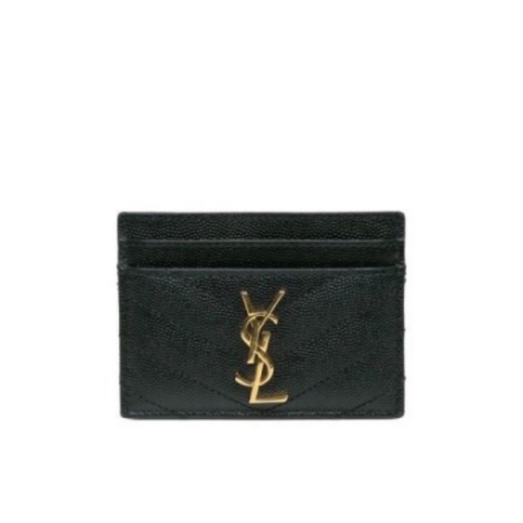 Yves Saint Laurent Black Card Holder With Gold Logo